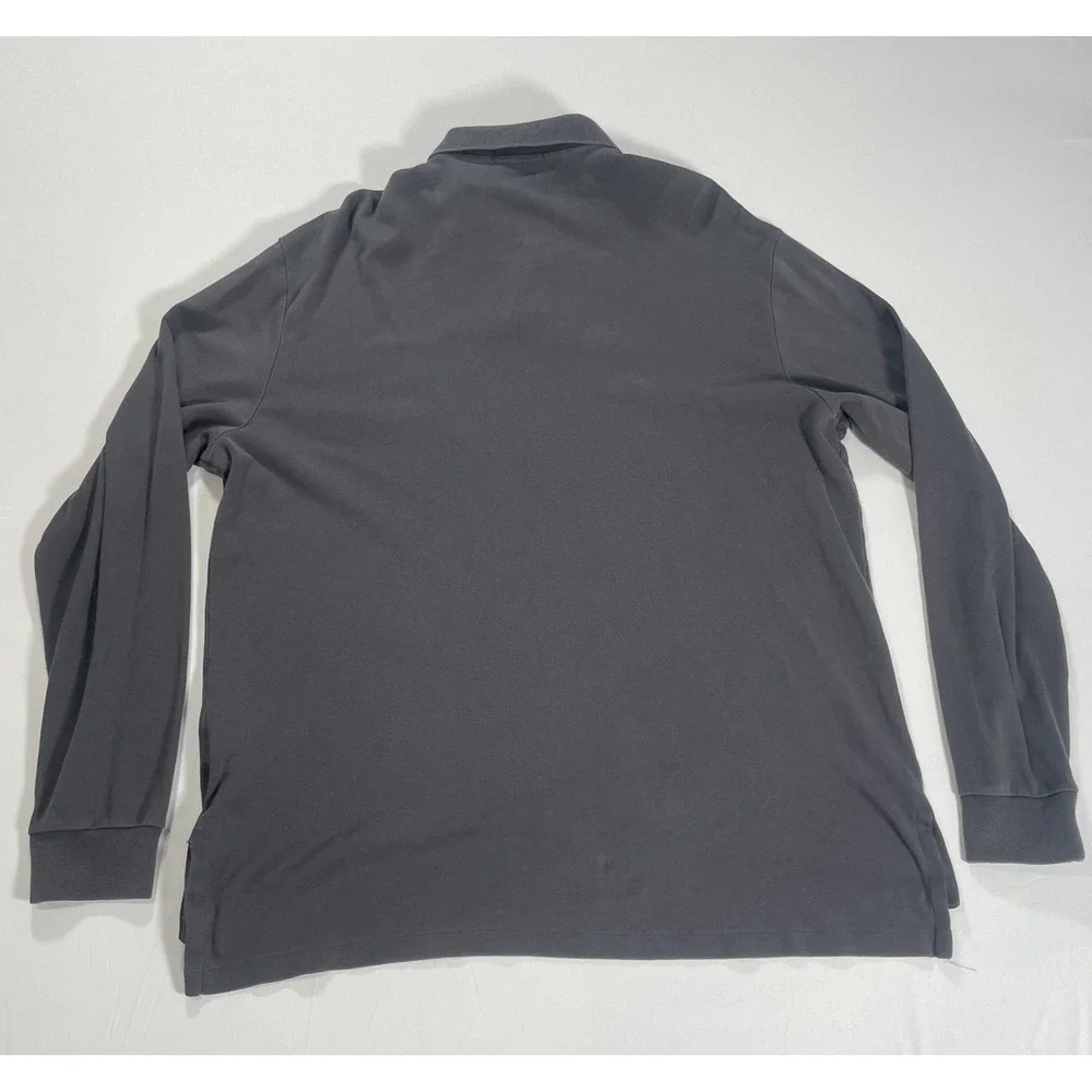 Polo Ralph Lauren‎ Polo Shirt Mens XL Gray Long Sleeve Red Pony Cotton Casual